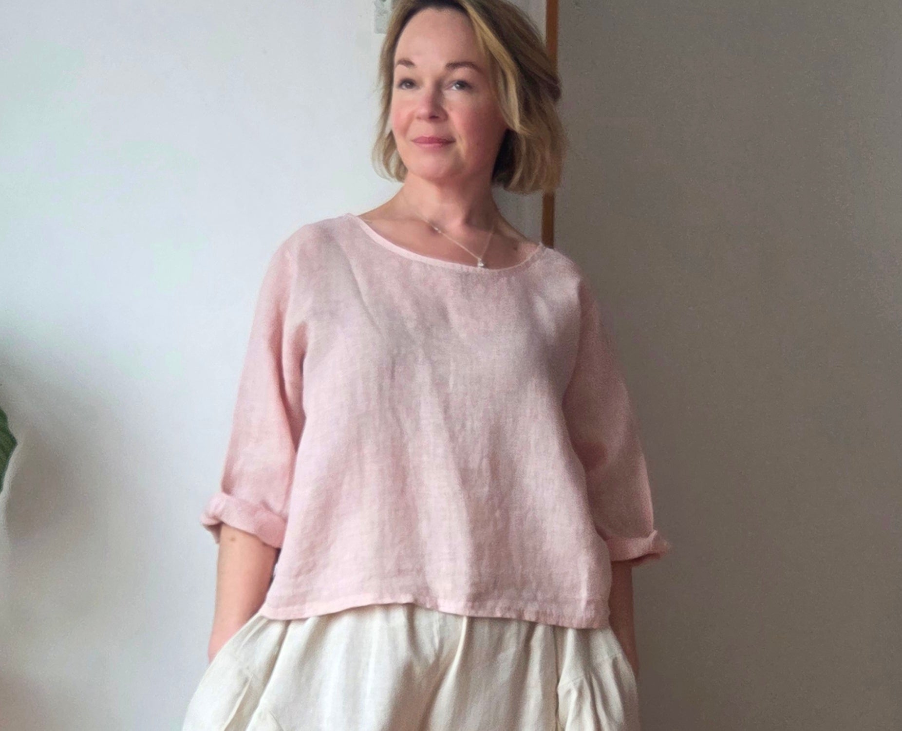 Buttoned linen top from So Satsuma Clothing UK.