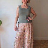 Wild flower silk blend trousers