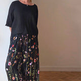 Wild flower silk blend trousers