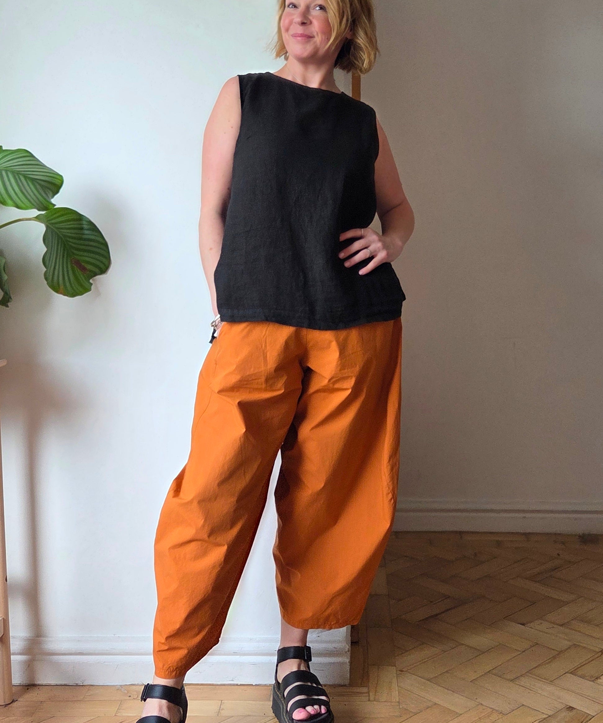 Cropped Poplin Trousers