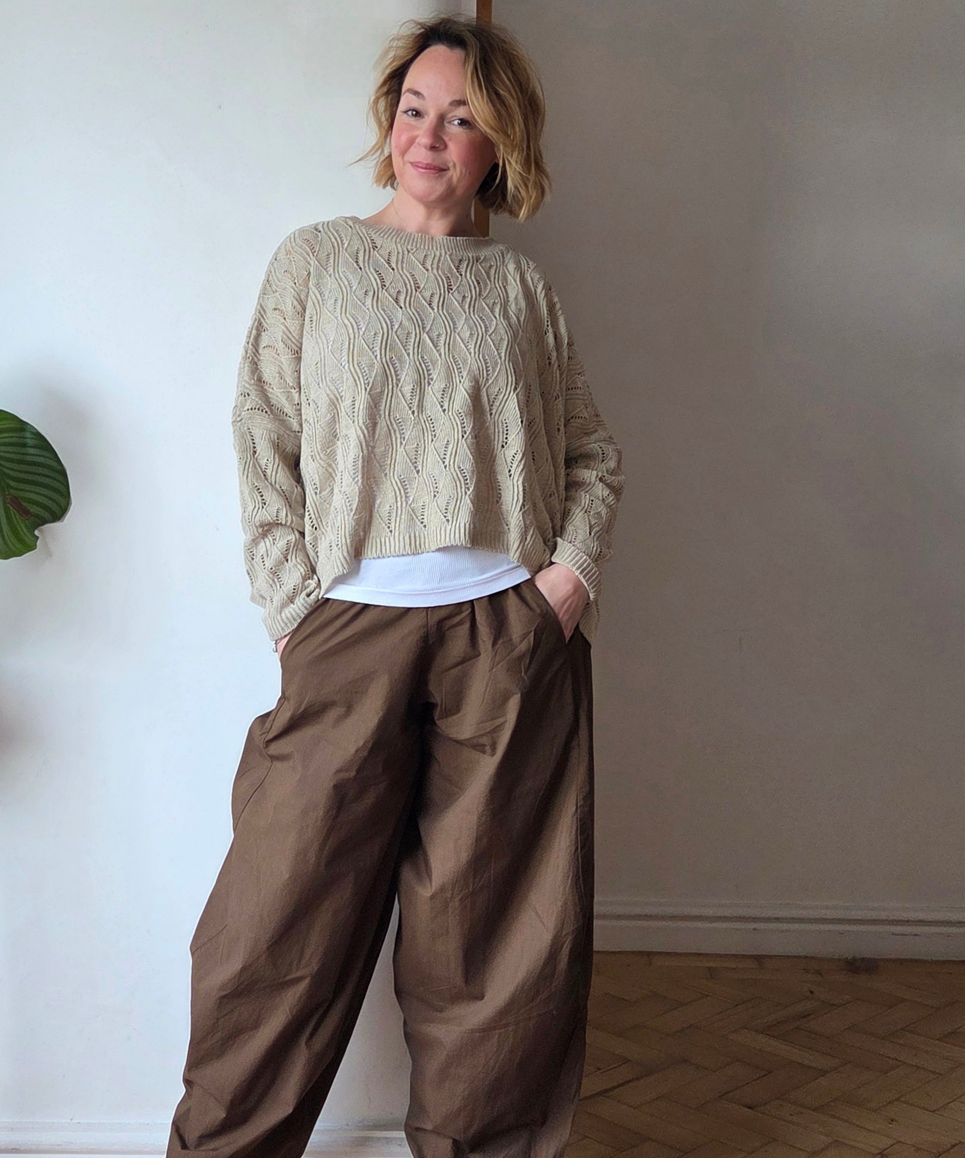 Cropped Poplin Trousers