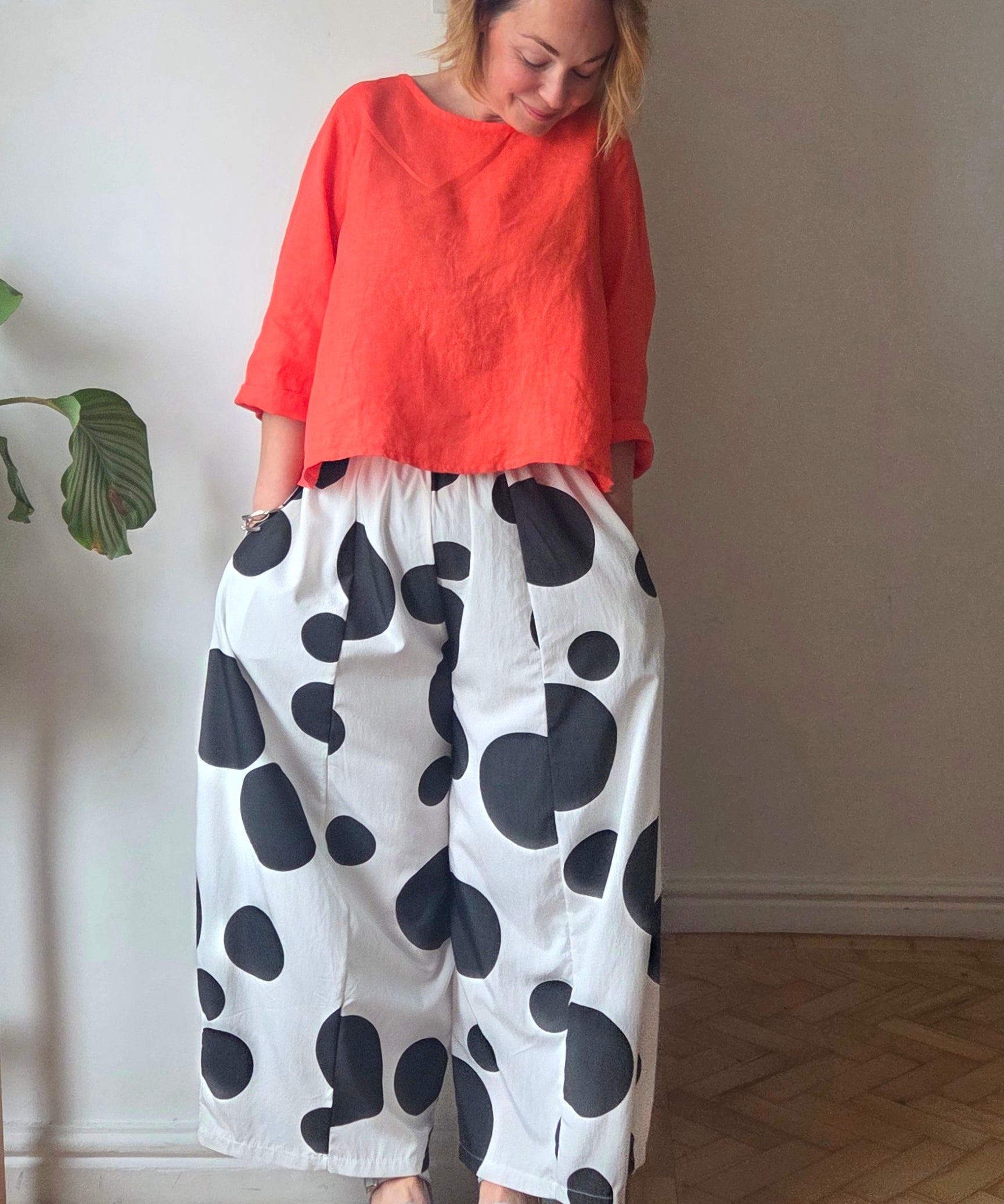 Spotted summer trousers from So Satsuma Clothing UK.