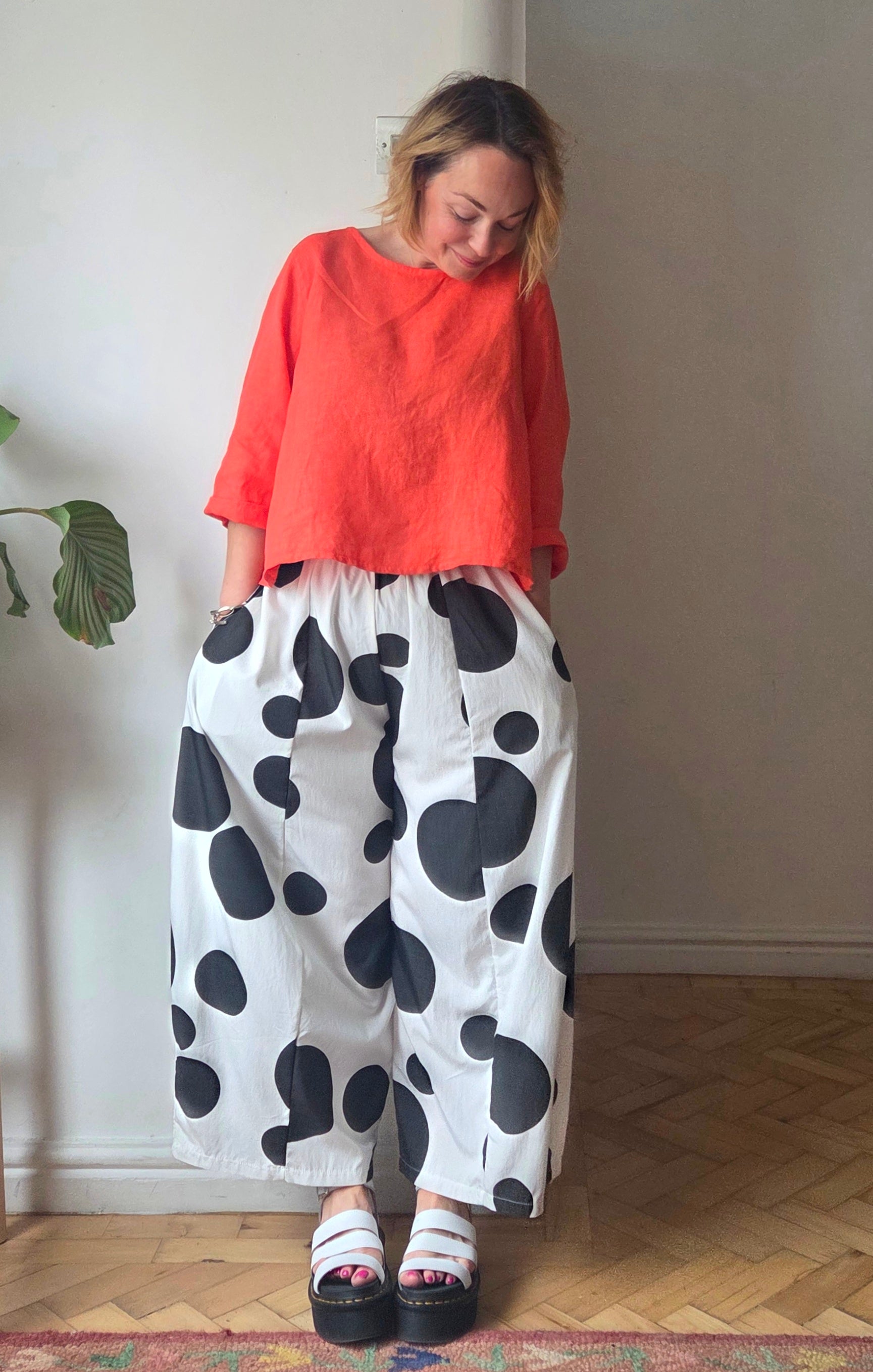 Spotted summer trousers from So Satsuma Clothing UK.