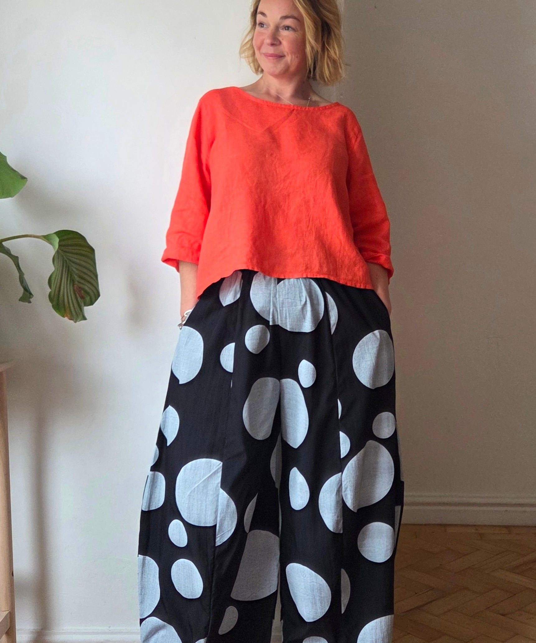 Spotted summer trousers from So Satsuma Clothing UK.