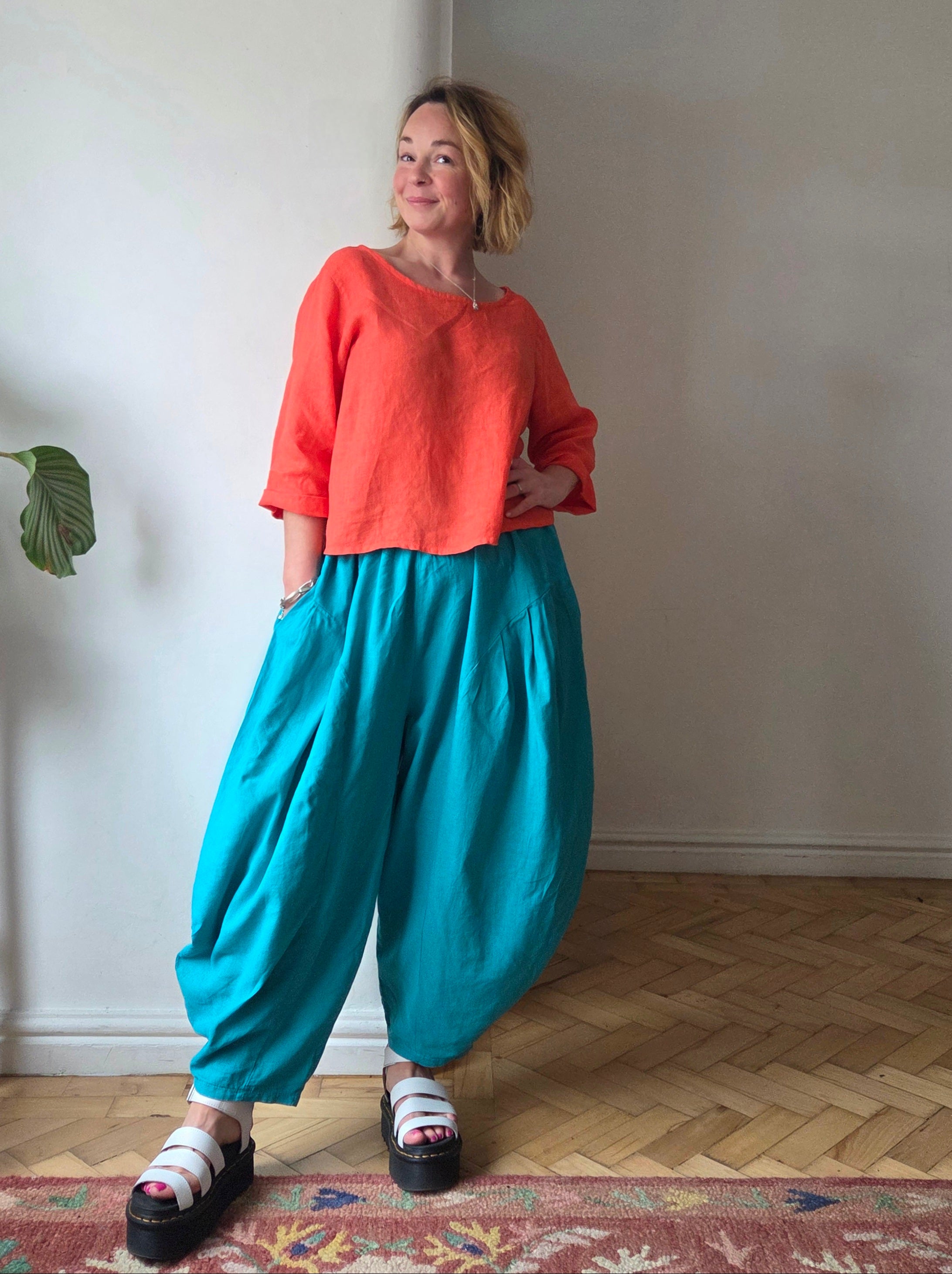 Badu linen trousers from So Satsuma Clothing UK.