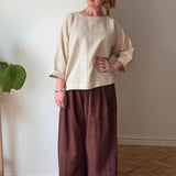 Immy cropped Sleeved top - Solid colour