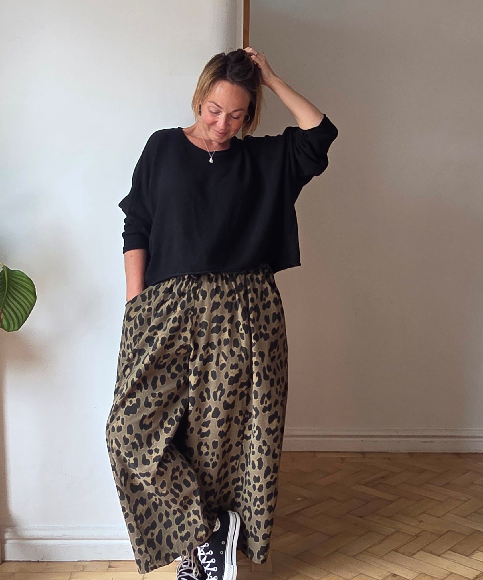 Leopard Print Wide Leg Trousers