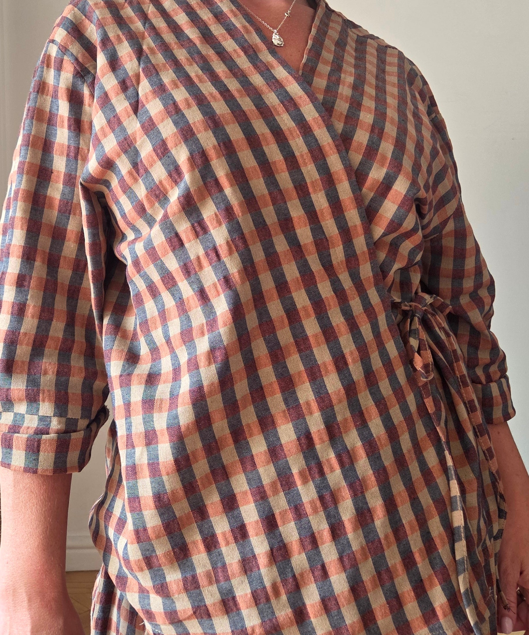 Anni Checked Wrap Top