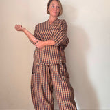 Anni Checked Barrel Trousers