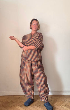Anni Check Barrel Leg Trousers