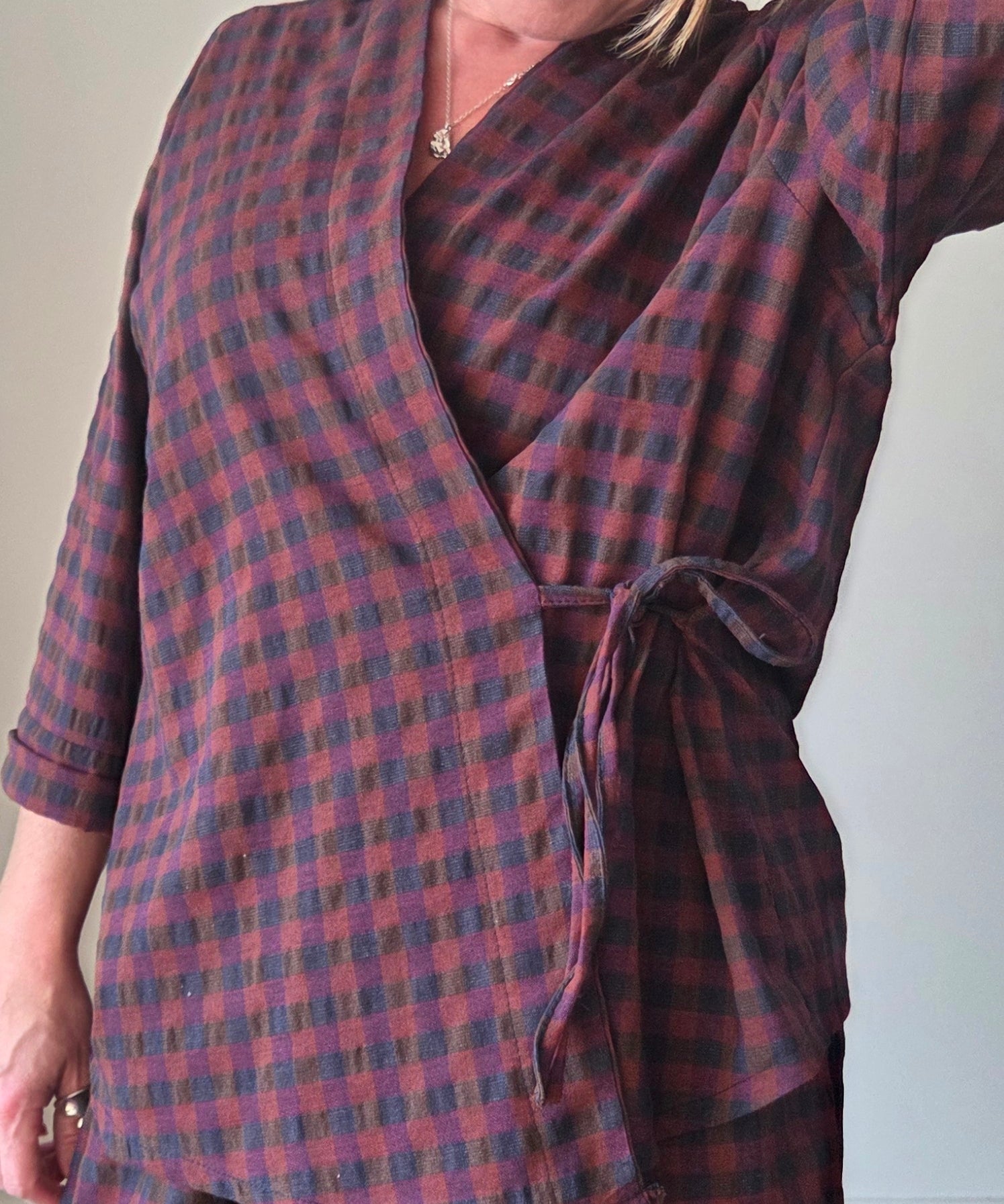 Anni Checked Wrap Top