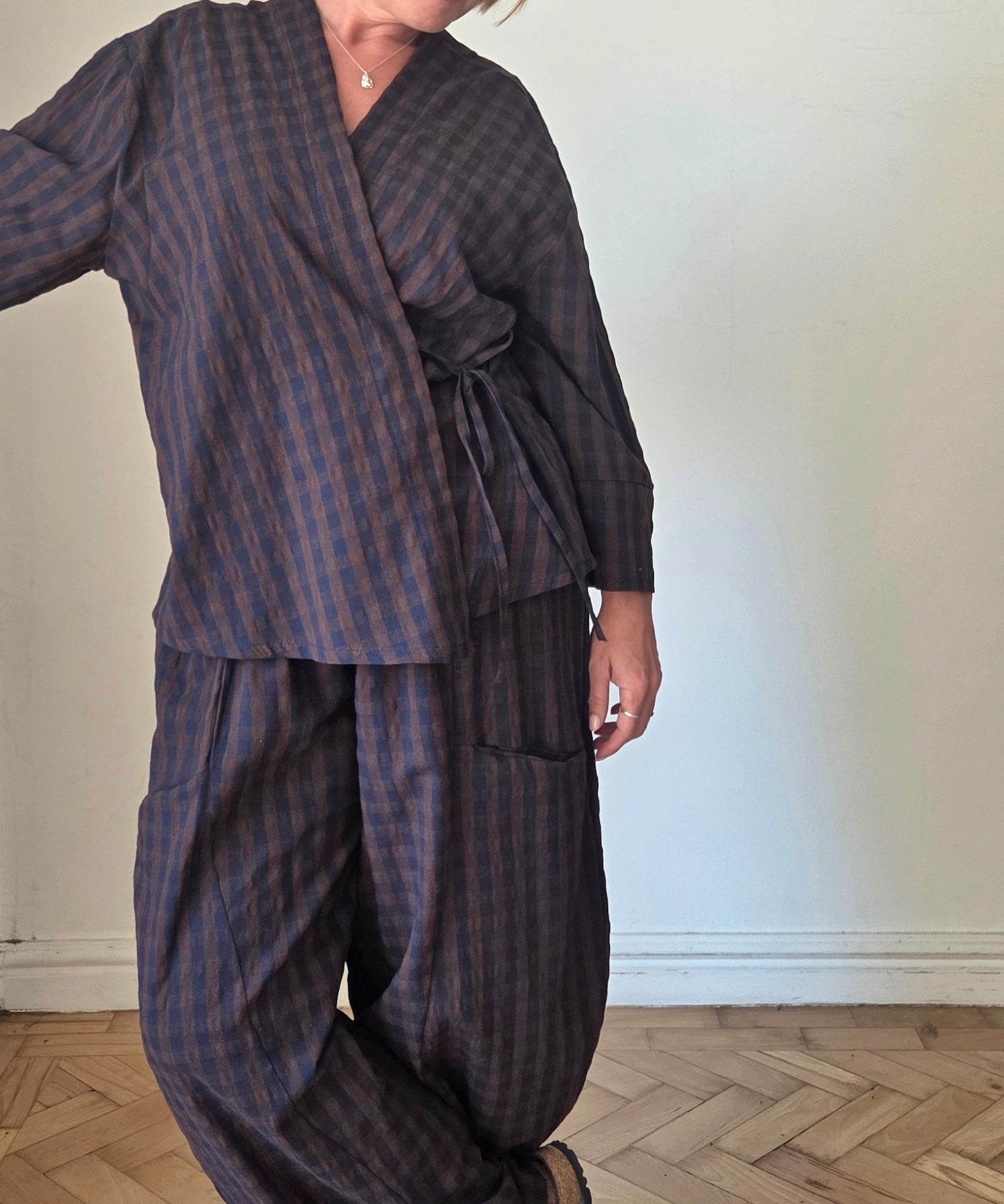 Anni Checked Wrap Top