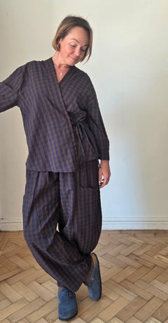 Anni Checked Wrap Top