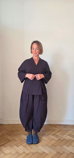 Anni Check Barrel Leg Trousers