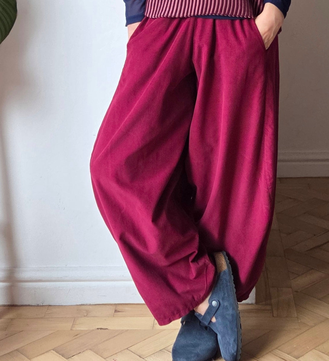 Cropped Fine Cord Trousers