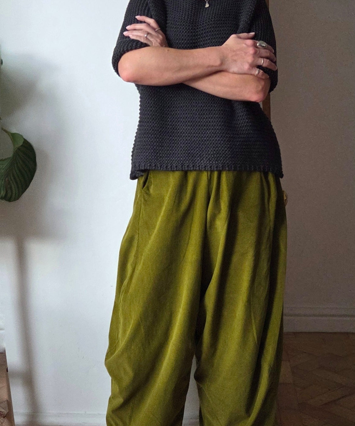 Cropped Fine Cord Trousers