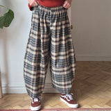 Chequered Barrel Trousers