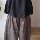 Chequered Barrel Trousers