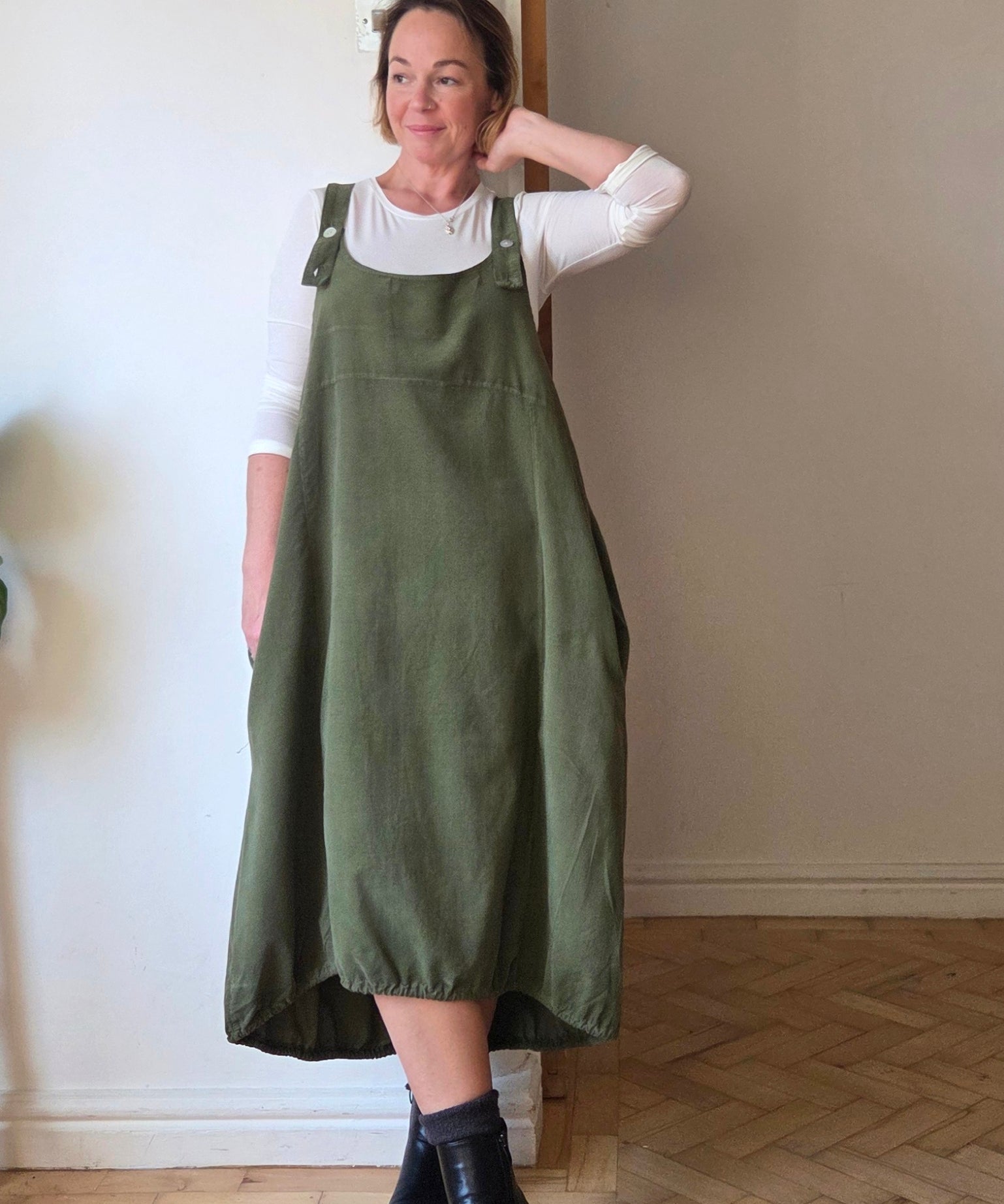 Needle Corduroy Pinafore Dress