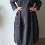 Pinstripe Balloon Dress