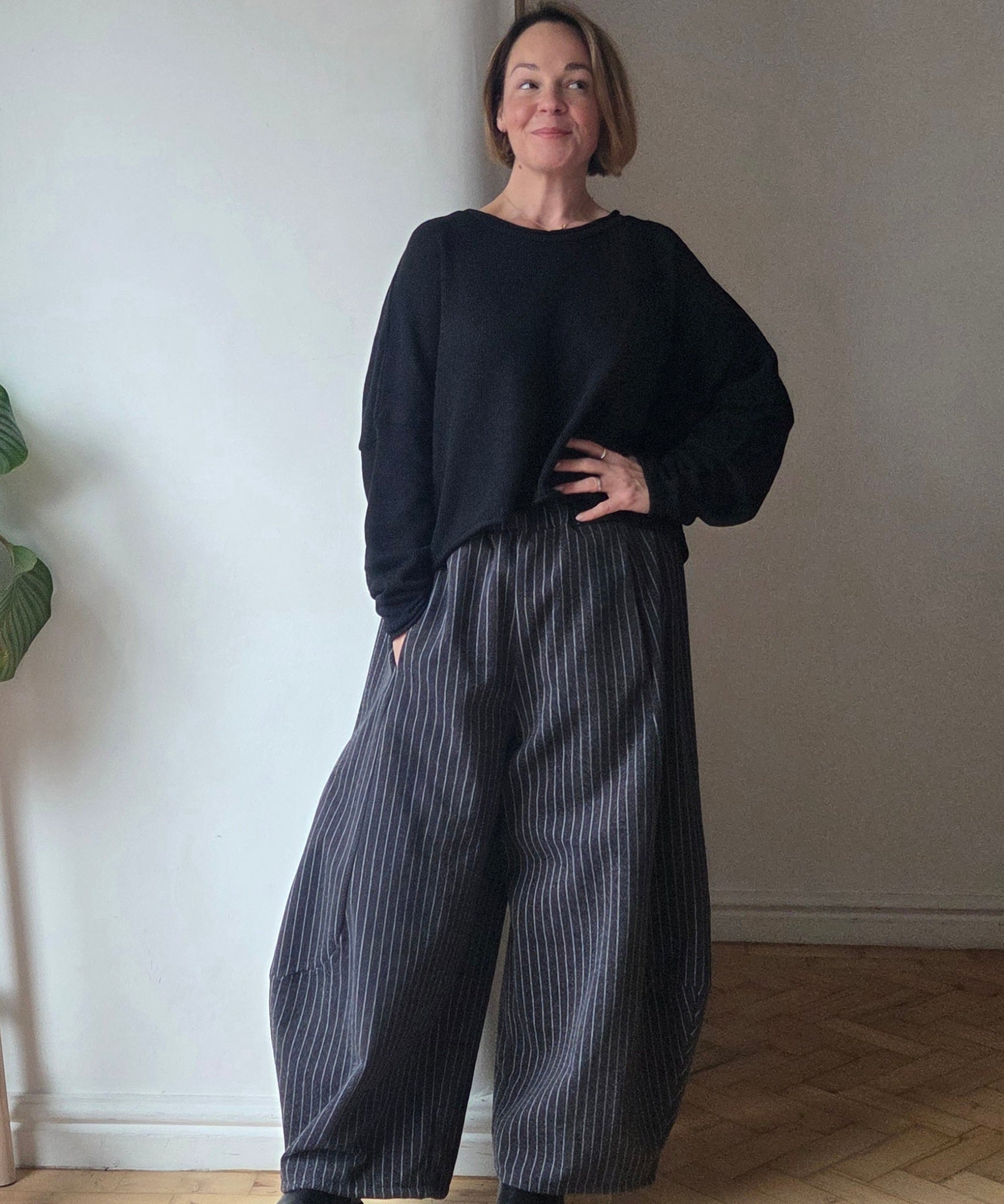 Pinstripe Barrel Trousers