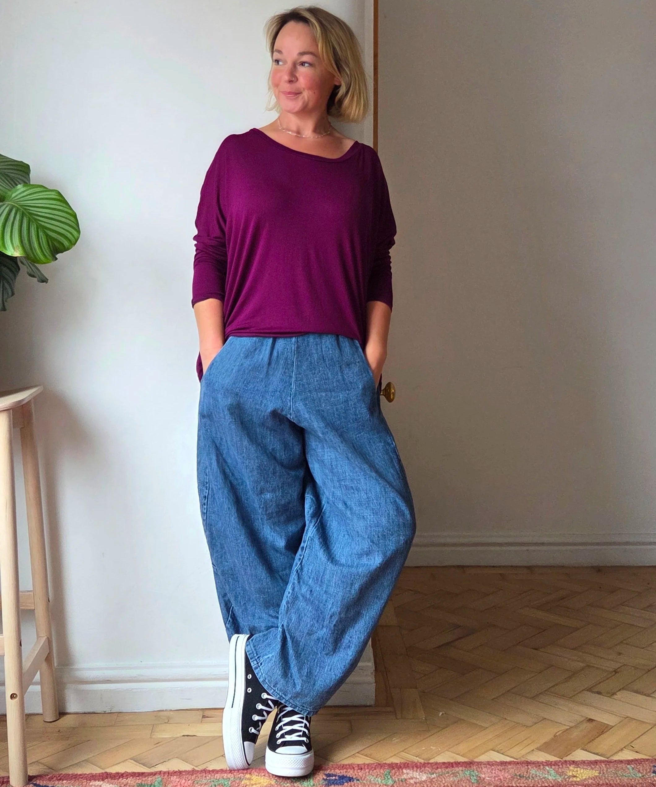 Elasticated waist barrel jeans from So Satsuma Clothing UK.