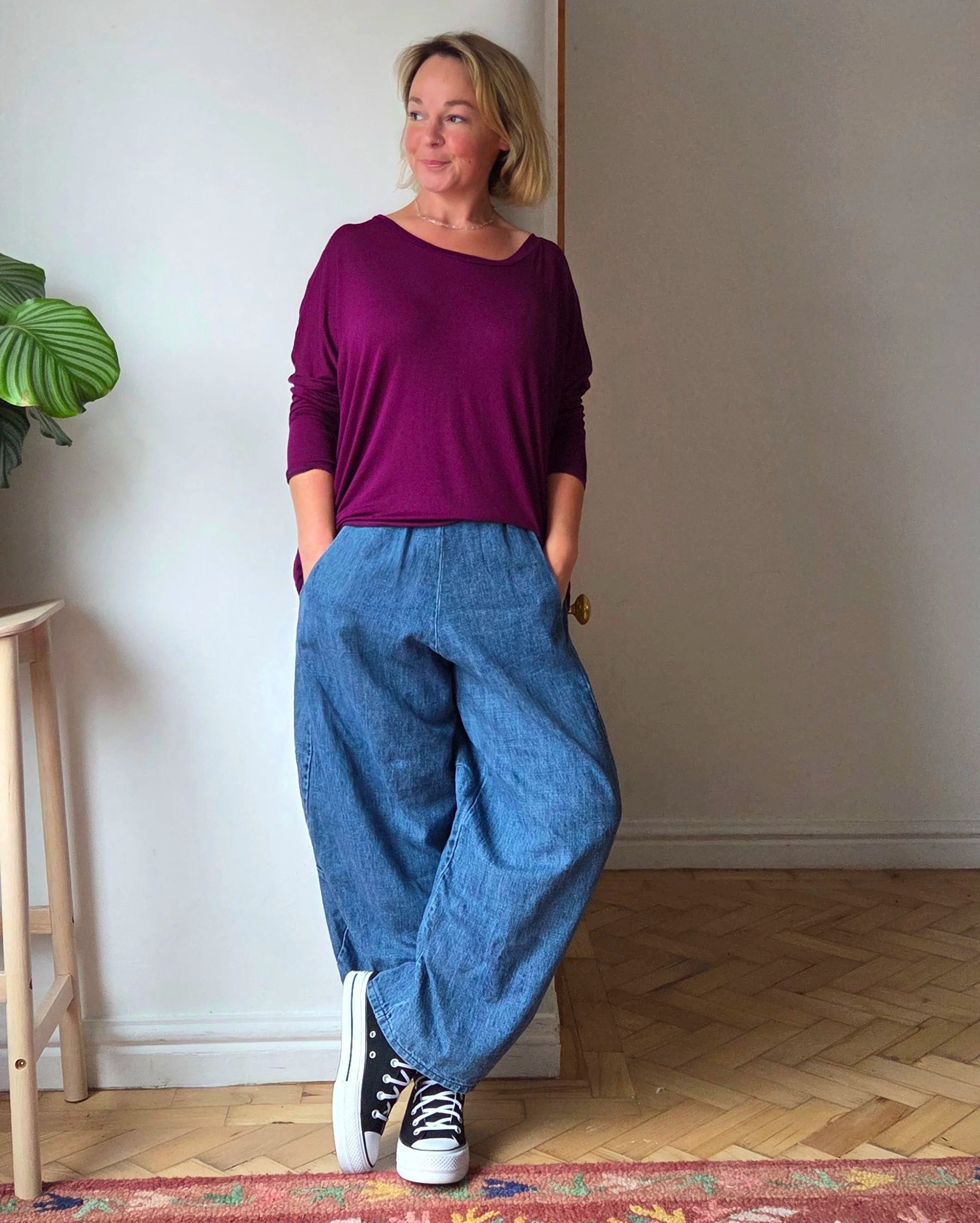 Elasticated waist barrel jeans from So Satsuma Clothing UK.