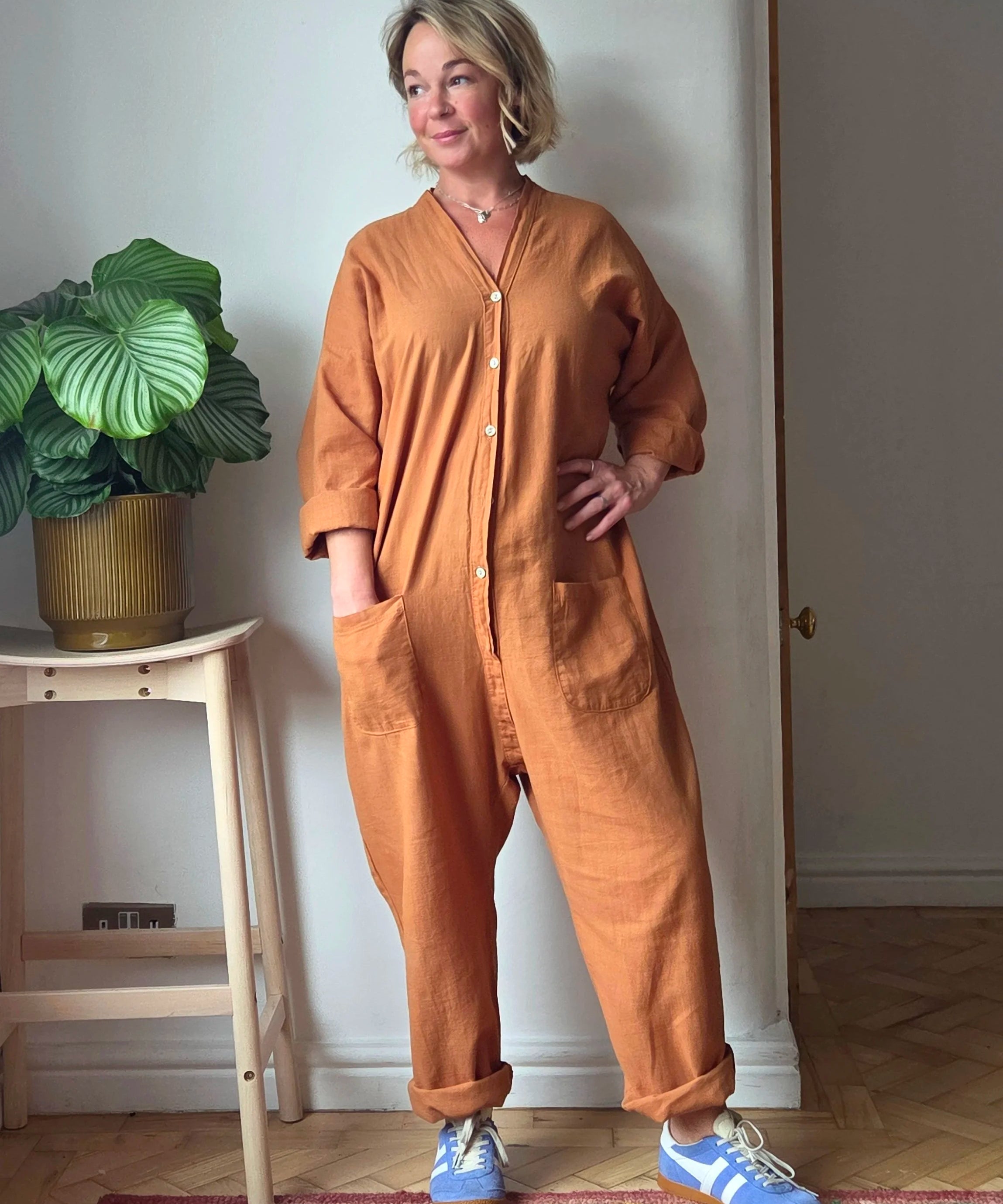 Linen boiler suit