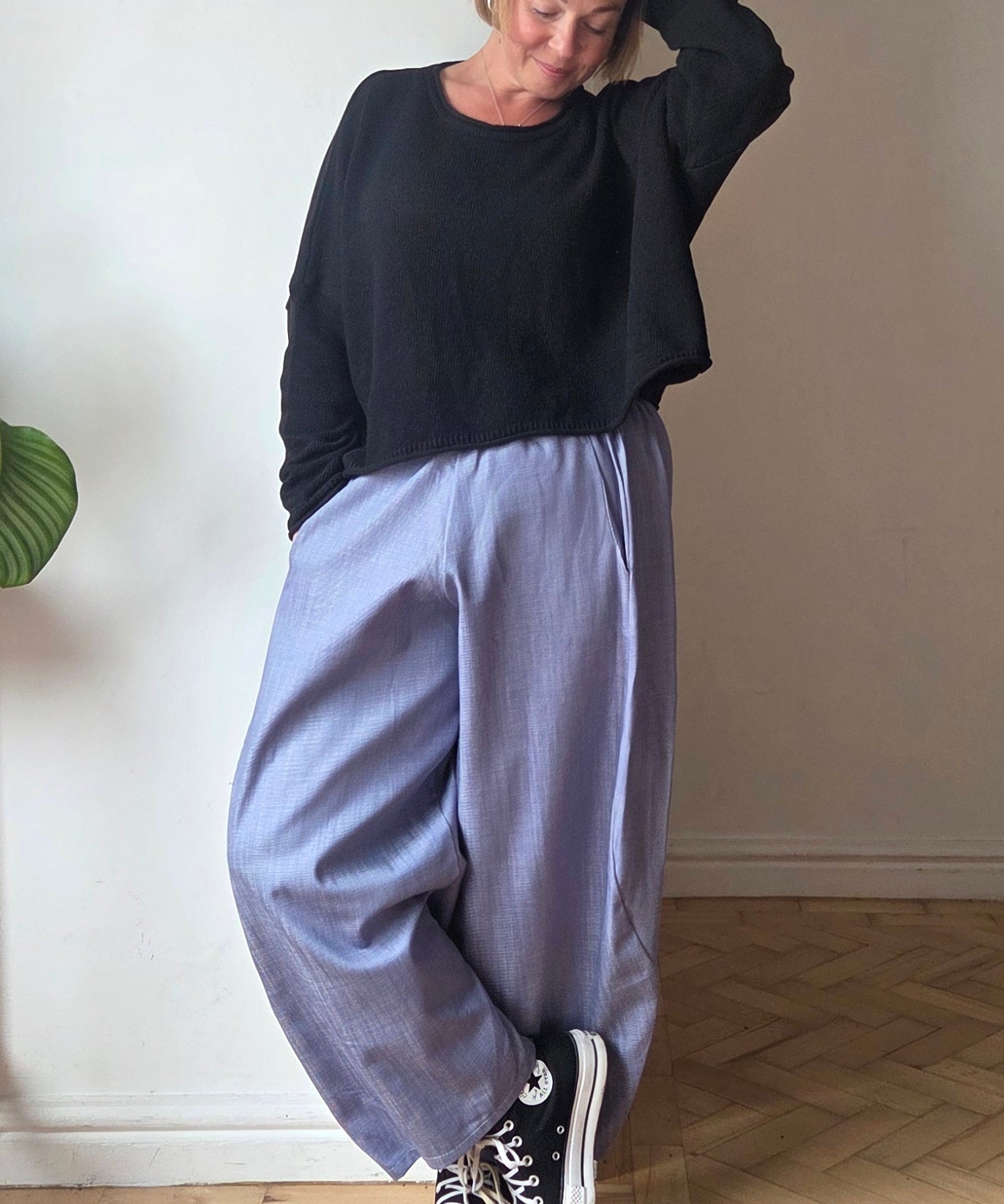 Cropped barrel leg jeans - colour